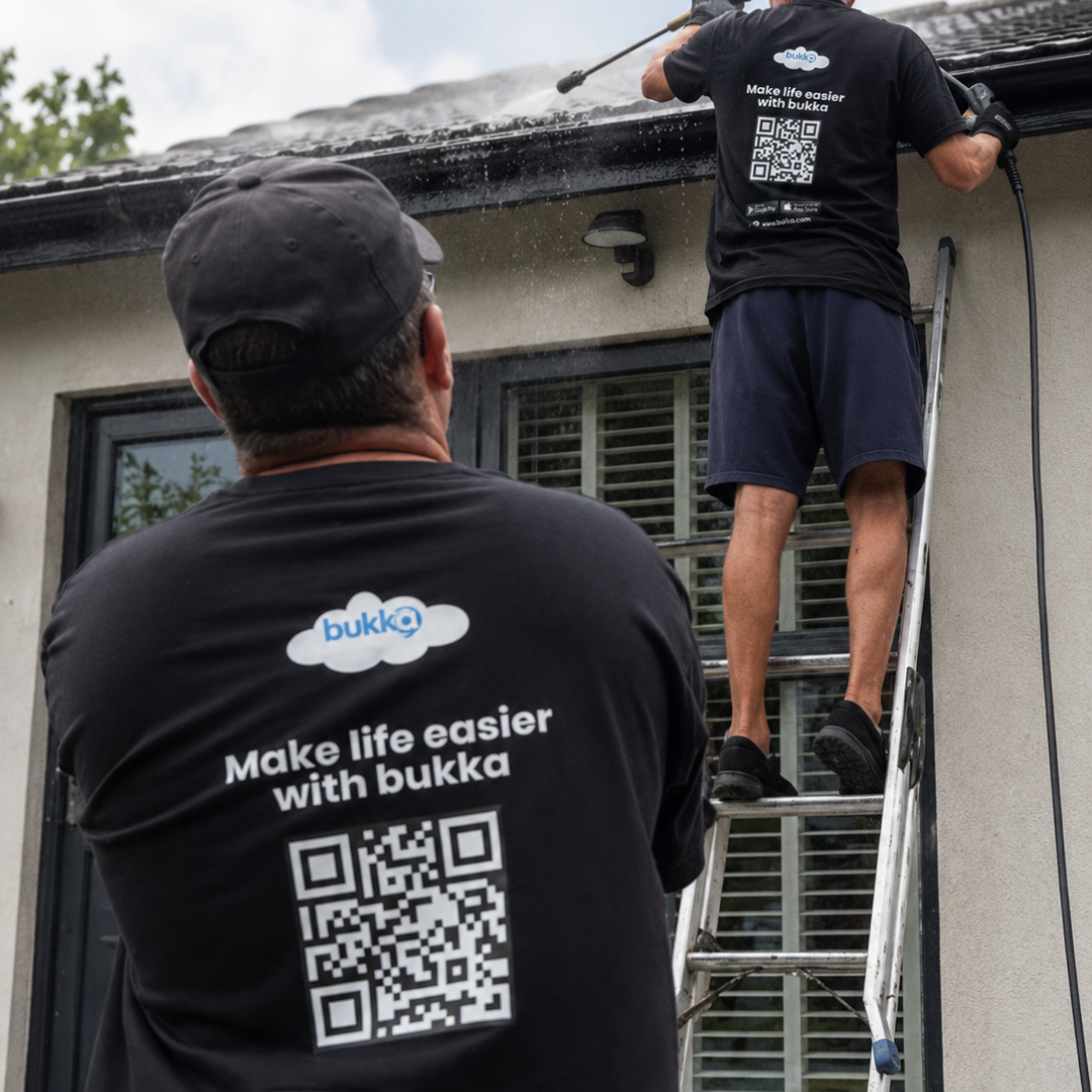 Bukka team carrying out professional roof cleaning on a residential property.